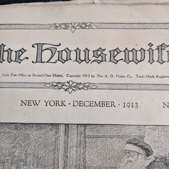 Antique The Housewife Magazine New York December 1913‎ Ephemera Newspaper - Picture 8 of 8